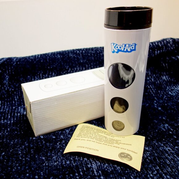 NIP! Kool-Aid White Spill Resistant Water Bottle Tumbler 14oz - Picture 1 of 8